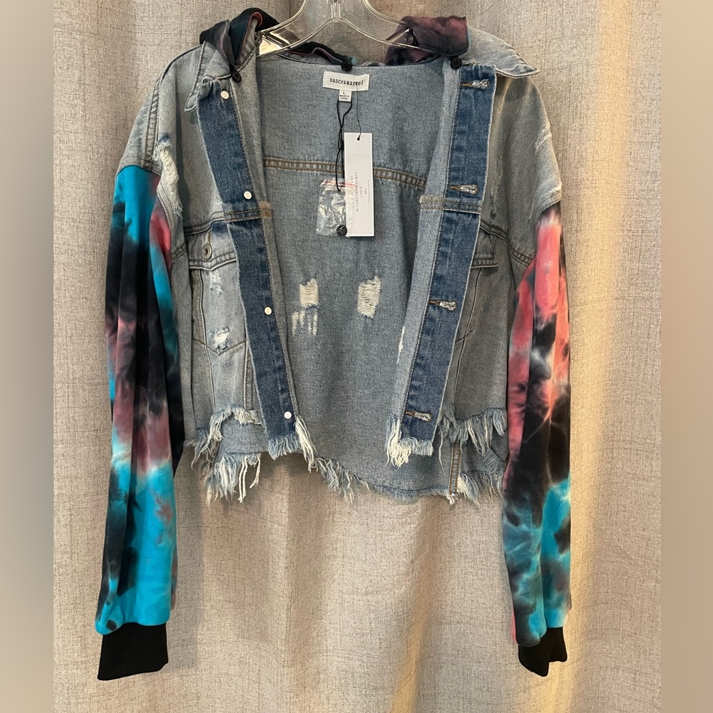 Dance & Marvel NWT Tie Dye Denim Jacket | L